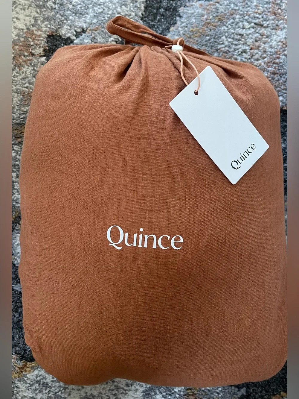 NWT Quince European Linen 3 Piece Duvet Cover Set, Full/Queen (Terracotta)